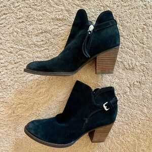 Sam Edelman Womens Mari Ankle Boots Block Heel Zip Up Black Suede Size 8M
